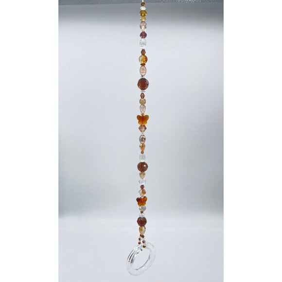 Beaded Suncatcher - Brown Butterfly - Clear Crystal Ring  -  Indoor/Outdoor - Picture 4 of 13